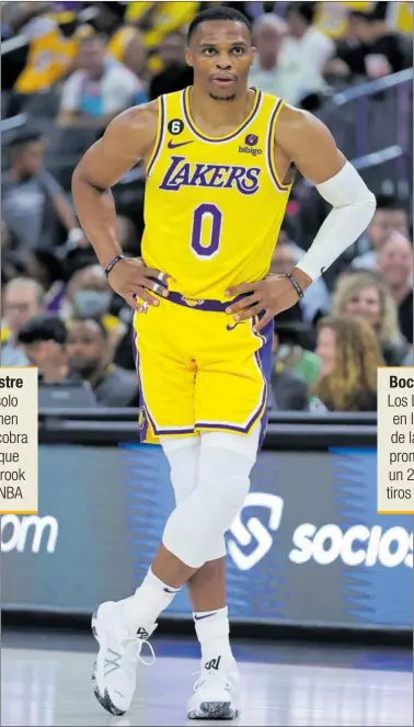  ?? ?? Russell Westbrook, durante un partido con los Lakers en el Cryto.com Arena de Los Ángeles.