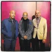  ??  ?? Drummer Eric Harland (left) with SFJazz Collective musicians trumpeter Etienne Charles and pianist Edward Simon.