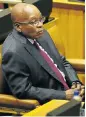  ?? ESA ALEXANDER
Picture: ?? SHRUG: Jacob Zuma listens to Julius Malema responding to the state of the nation