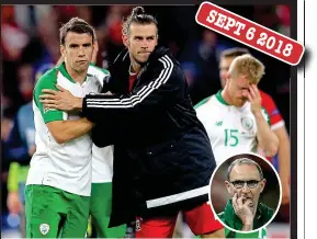  ??  ?? Outclassed: Martin O’Neill’s team were run ragged by a Gareth Bale-inspired Wales side in Cardiff, falling to a limp 4-1 defeat in the Derry man’s 50th game in charge of Ireland