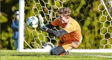  ?? PHOTO COURTESY OF CONN COLLEGE ATHLETICS ?? AJ Marcucci, a two-time All-American goalie at Connecticu­t College, holds the school record with 25 shutouts despite having his senior season canceled due to the COVID-19 pandemic. He was recently drafted by the New York Red Bulls of Major League Soccer.