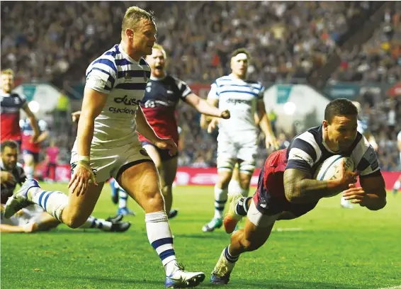  ?? PICTURE: Getty Images ?? Surprise? Alapati Leiua scores as Bristol Bears beat Bath last weekend