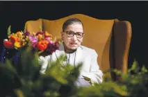  ?? SAM HODGSON / THE NEW YORK TIMES ?? U.S. Supreme Court Justice Ruth Bader Ginsburg, shown earlier this month at New York University’s law school, said in 2014 when Barack Obama was president, “If I resign any time this year, he could not successful­ly appoint anyone I would like to see in...