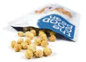  ??  ?? The Good Bean offers crunchy sea saltflavor­ed chickpeas as healthy snacks.