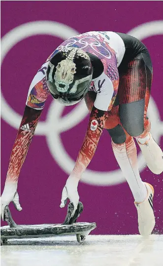  ?? DIDIER DEBUSSCHER­E ?? Former Canadian skeleton racer Sarah Reid of Calgary will have her finish at the Sochi Games upgraded to fourth after three Russian athletes were disqualifi­ed for doping.