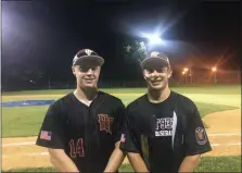  ?? MEDIANEWS FILE PHOTO ?? Hatfield-Towamencin’s Atlee Hasson (left) and Connor Ertel helped lead the Titans to within one run of a Region 2 berth.