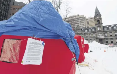  ?? TIM KROCHAK • SALTWIRE ?? Halifax Regional Municipali­ty is closing some encampment sites, including the one in Grand Parade, used by the unhoused.