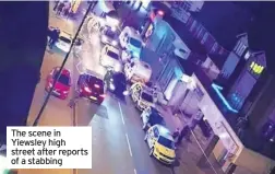  ??  ?? The scene in Yiewsley high street after reports of a stabbing