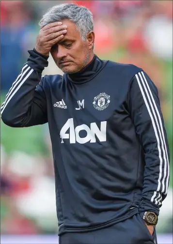  ??  ?? José Mourinho should be holding his head in his hands after the way Manchester United have performed so far this season.