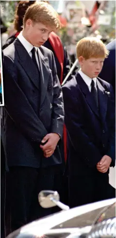  ??  ?? Mourning: William and Harry at Diana’s funeral in 1997