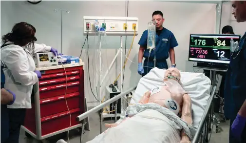  ??  ?? Staff at MedStar Health’s National Center for Human Factors in Healthcare use a simulation lab to demonstrat­e how a patientsaf­ety event could easily occur with a cardiac defibrilla­tor. The center looks for potential usability and human factor problems...