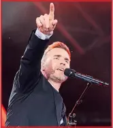  ??  ?? Singer Gary Barlow performing last night