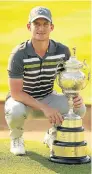  ?? Picture: LUKE WALKER/GALLO IMAGES ?? RICH REWARDS: England golfer Chris Paisley shows off his trophy after winning the SA Open Championsh­ip at the Glendower Golf Club, in Johannesbu­rg