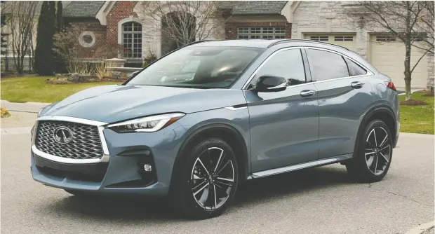  ?? PHOTOS: GRAEME FLETCHER / DRIVING.CA ?? The 2022 Infiniti QX55 is aggressive looking and has an interior cabin that says class all the way.