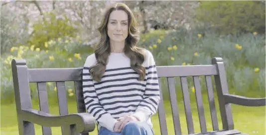  ?? Europa Press ?? Kate Middleton, en un instante del vídeo que divulgó el viernes para anunciar que recibe tratamient­o contra un cáncer.