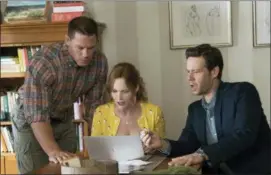  ?? QUANTRELL D. COLBERT — UNIVERSAL PICTURES VIA AP ?? This image released by Universal Pictures shows John Cena, from left, Leslie Mann and Ike Barinholtz in a scene from “Blockers.”