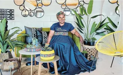  ?? /PHOTOS / SUPPLIED ?? Founder of lifestyle and clothing brand Ntozinhle Lifestyle, Sphelele Chikowi, seated in her studio located within the Vilakazi Precinct in Orlando West, Soweto.