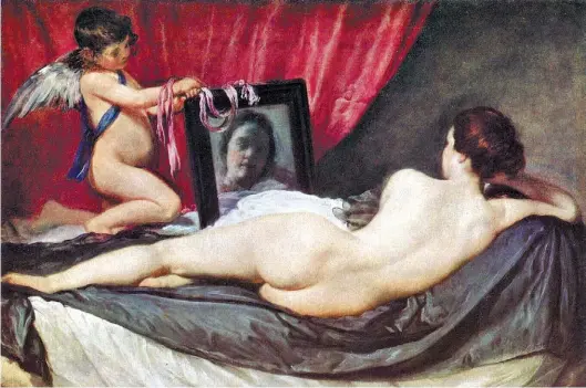  ??  ?? La Venus en el espejo. El cuadro de Velázquez, expuesto en la National Gallery de Londres es una de las pinturas sobre la experienci­a de reflejarse.