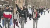  ?? ASHLEE REZIN GARCIA/SUN-TIMES ?? Lincoln Park High School students stage a walkout on Thursday protesting the removal of the school’s top administra­tors.