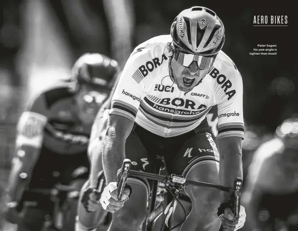  ??  ?? Peter Sagan: his yaw angle is tighter than most!