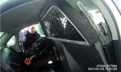  ??  ?? A still image from the bodycam video. The city did not specify how many officers were suspended. The suspension­s will last at least until an internal police investigat­ion is completed. Photograph: Rochester Pd/Reuters
