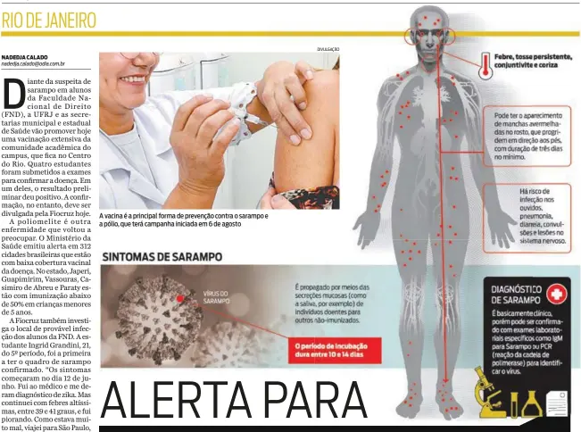  ?? DIVULGAÇÃO ?? A vacina é a principal forma de prevenção contra o sarampo e a pólio, que terá campanha iniciada em 6 de agosto