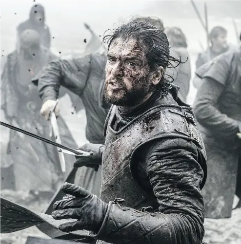  ?? HELEN SLOAN / HBO VIA THE ASSOCIATED PRESS ?? Kit Harington as Jon Snow in a scene from the wildly popular show Game of Thrones.