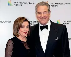  ?? AP ?? Speaker of the House Nancy Pelosi, D-Calif., and her husband, Paul Pelosi, arrive at the State Department for the Kennedy Centre Honours State Department Dinner, on December 7, 2019.