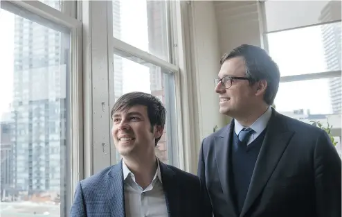  ?? TYLER ANDERSON / NATIONAL POST ?? François Lafortune, left, and Paul Desmarais III at the offices of Diagram in Toronto.