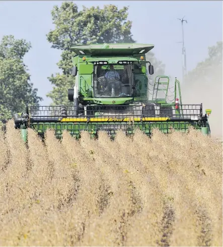  ?? DARCY CHEEK/FILES ?? With Chinese tariffs targeting U.S. agricultur­al products like soybeans, Canadian producers are worried that U.S. output will start flooding north in search of markets.