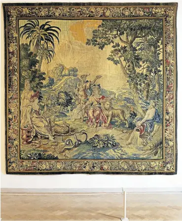  ?? Iziko South African National Gallery ?? Masterpiec­e: The Queen of Sheba sits in the centre of the tapestry, Africa.. /