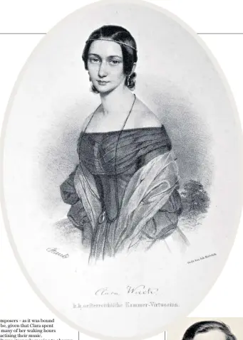 ??  ?? Exquisite: Clara Schumann, above, husband Robert, right, and Mishka Rushdie Momen, left, who performed the Piano Variations