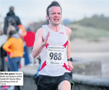  ??  ?? On the pace Kenny Neill was fastest of the Seaforth Senior Men, clocking a time of 13: 16
