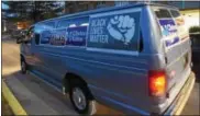  ?? PETE BANNAN — DIGITAL FIRST MEDIA ?? Ronald Suber Sr. was cited for harassment and violating Coatesvill­e’s noise ordinance for allegedly yelling through a megaphone while driving this van in the city on Nov. 7 and 8.