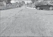  ?? AFP ?? Red paint representi­ng blood was spilled on a street during an anti-coup protest in Taunggyi in Myanmar's Shan state.