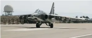  ??  ?? Fighter jet at Khmeimim airbase in Syria.