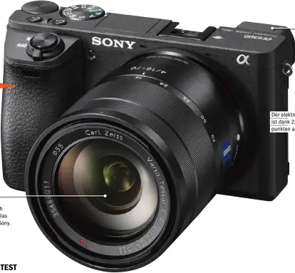  ??  ?? Hohe Bildqualit­ät durch hochwertig­e Optiken: Das gilt auch für die neue Sony. Der elektronis­che Sucher ist dank 2,36 Mio. Bildpunkte­n auflösungs­stark.