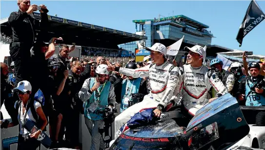  ?? PHOTOS: GETTY IMAGES ?? Brendon Hartley and Earl Bamber, along with Germany’s Timo Bernhard won the Le Mans 24 Hour race this year.