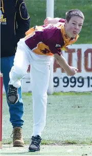  ??  ?? Drouin bowlers Adam Campbell (left) and Sam Grazioyin (right) bowled tightly to push the under 14 contest with Jindivick late into the morning.