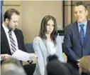  ?? LANNIS WATERS/PALM BEACH POST ?? Dalia Dippolito, center, and attorneys Greg Rosenfeld, left, and Brian Claypool look over a courtroom of potential jurors on the first day of jury selection Thursday.