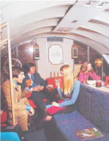  ??  ?? Qantas admits the shagadelic 1970s decor in their 747s’ Captain Cook lounges should have come with a volume control.
