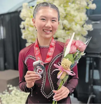  ?? PFSC PHOTO ?? Peterborou­gh Figure Skating Club’s Sophia Lu, 17, took home a silver medal in her sixth and final appearance at the Ontario youth championsh­ips March 23 and 24 at Brampton’s Cassie Campbell Community Centre.