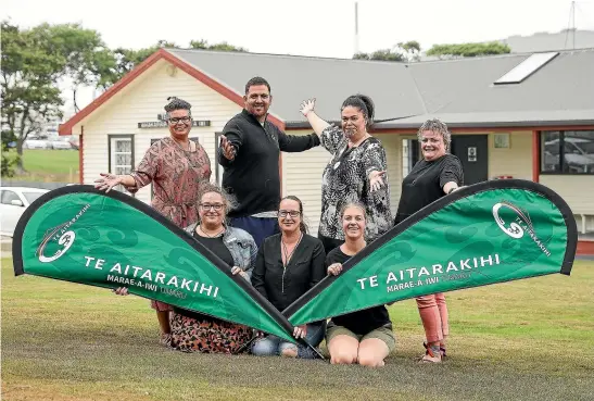  ?? AIMAN AMERUL MUNER/STUFF ?? The welcome mat is out at Timaru’s Te Aitarakihi Marae-a-Iwi/Multicultu­ral Centre for all to enjoy the annual Waitangi Whānau day event to commemorat­e Waitangi Day on Monday. From left, standing are Julie Calder, Hami Goldsmith, Brenda Warren, Leanne Taylor-Rose, and sitting, from left, Kylie Kellas, Bex Reid and Anna Buckingham.