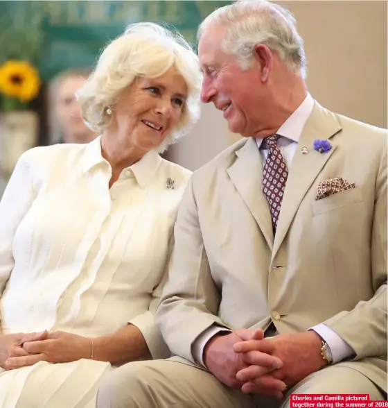  ??  ?? Charles and Camilla pictured together during the summer of 2018