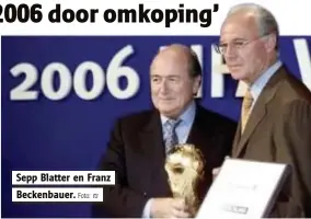  ?? Foto: rtr ?? Sepp Blatter en Franz Beckenbaue­r.