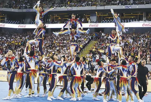  ?? ROY DOMINGO ?? NATIONAL University has won six of the last seven cheerdance crowns.