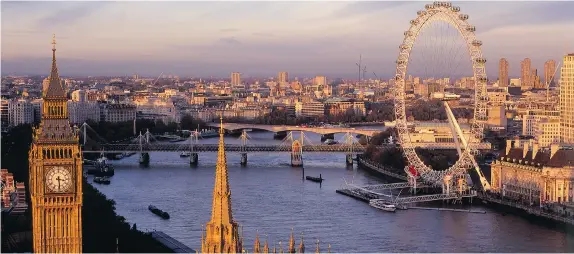  ??  ?? The London Eye Millennium Wheel dominates the skyline of London, a city where wandering the streets is a treat thanks to maps located on every lane, cul-de-sac and path.