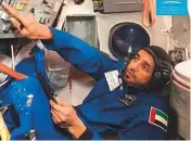  ??  ?? Hazza Al Mansouri (left) and Sultan Al Neyadi in the spacecraft at the Yuri Gagarin centre.