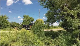  ?? LAWRENCE BUDD / STAFF ?? A broken piece of telephone pole and other refuse from past accidents are strewn in the ditch off U.S. 42 between Lebanon and Waynesvill­e, near where an 18-year-old girl was killed and another driver seriously injured in a crash last week.