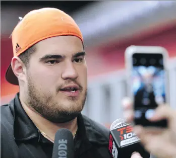  ?? NICK PROCAYLO ?? B.C. Lions prospect Charles Vaillancou­rt prepares to head to training camp in Kamloops.